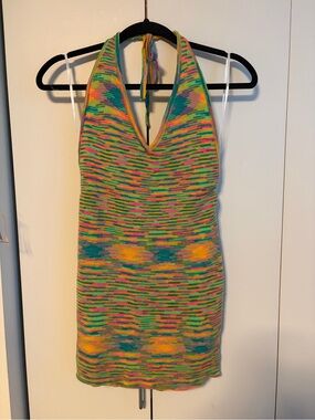 Bright Multicolor Halter Knit Dress